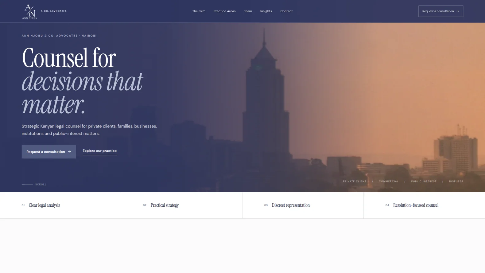 Ann Njogu Advocates website screenshot