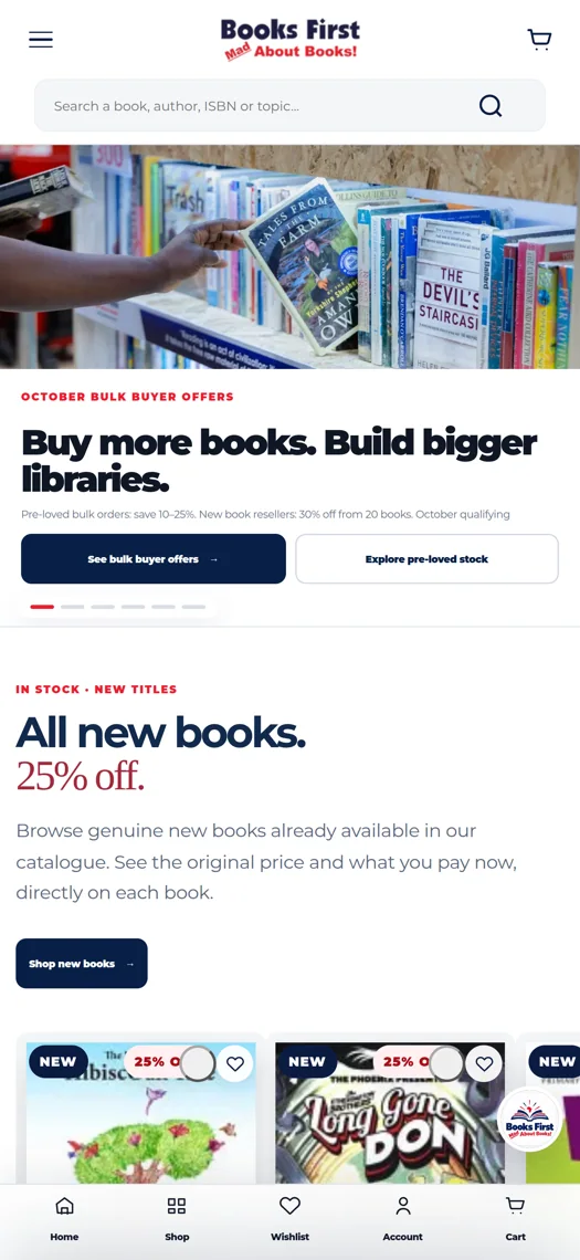 Website screenshot for BooksFirst Africa