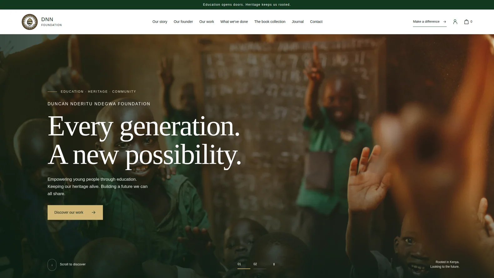 Screenshot of Duncan Ndegwa Foundation / DNNF website