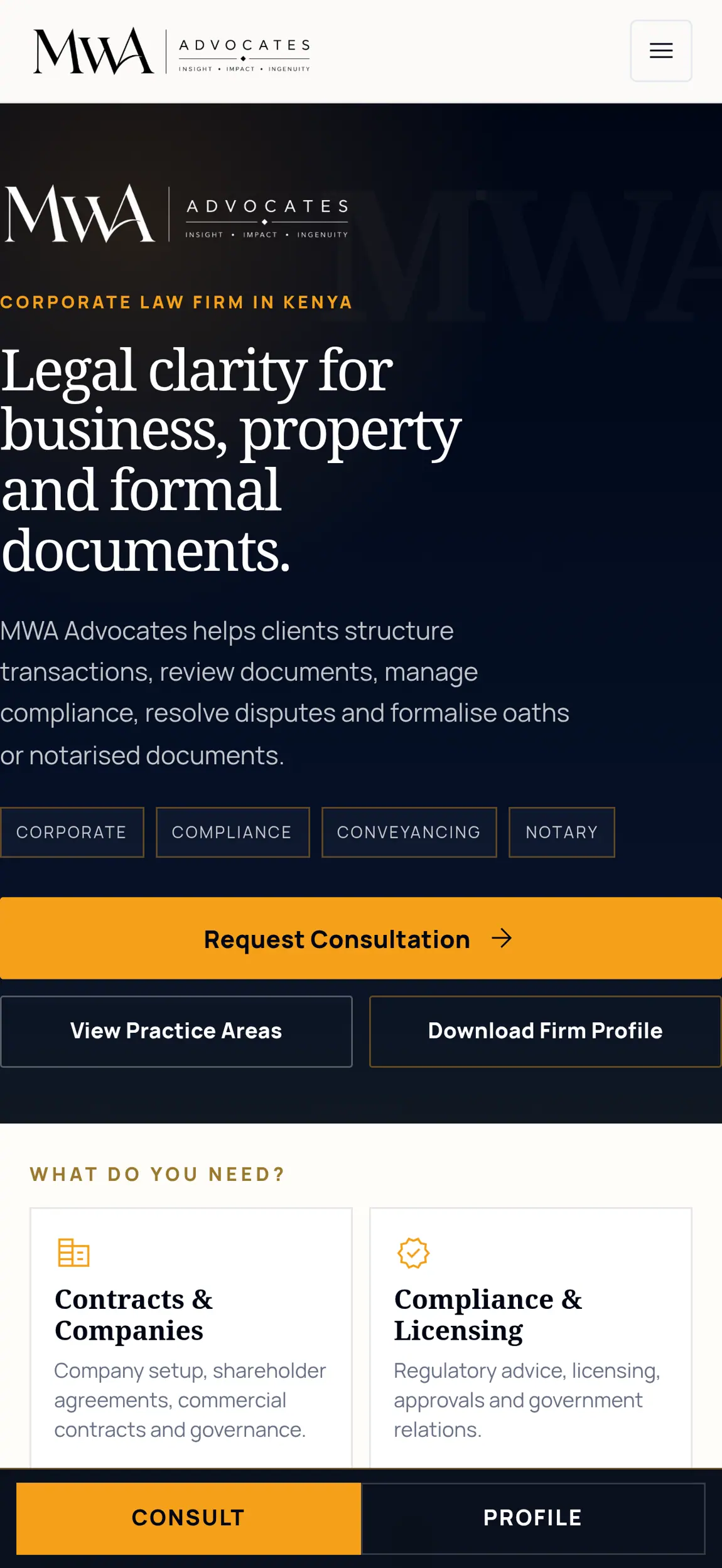 Additional website capture for MWA / M.W. Waititu Advocates